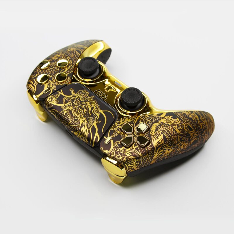 Top view of d-pad of Golden Dragon PS5 Controller