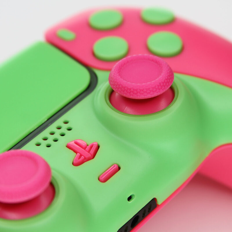 Close-up of right side of Guavatron PS5 Controller by Killscreen