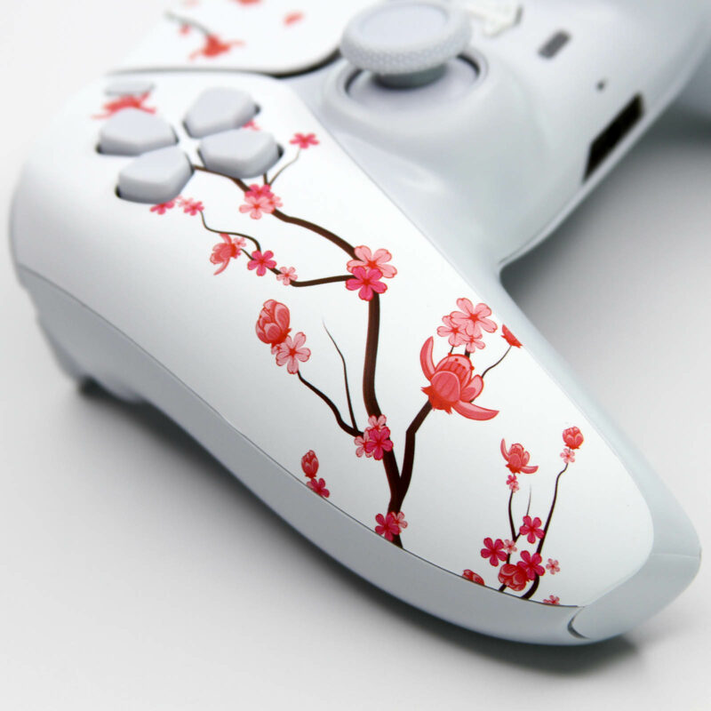 Close up of Cherry Blossom design on Sakura PS5 Controller