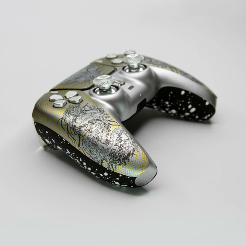 Front angle Silver Dragon MKII PS5 Controller