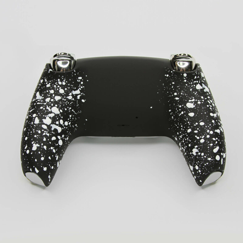 White on black splatter grip Silver Dragon MKII PS5 controller