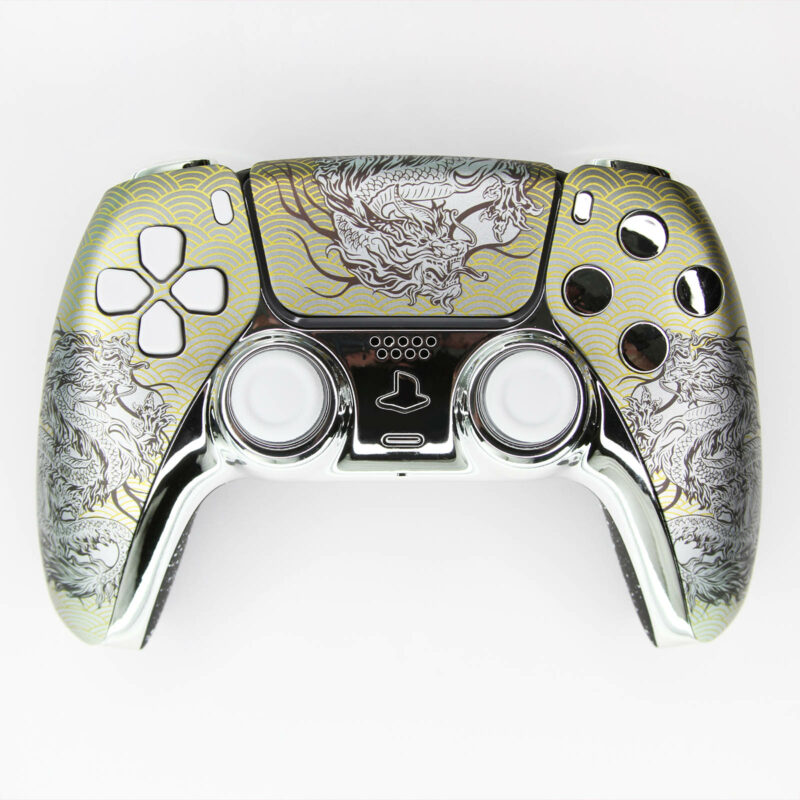 Front of Silver Dragon PlayStation 5 PS5 DualSense™ Wireless Controller by Killscreen