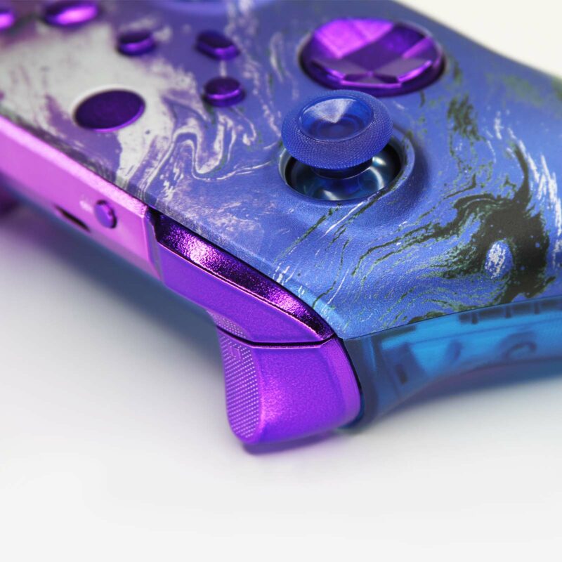 Left angle of Killscreen Viocid Purple Blue Xbox Series Wireless Controller
