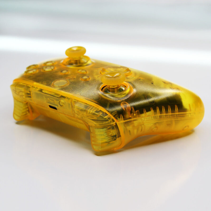 Back left angle of Clear Yellow Xbox Series Custom controller