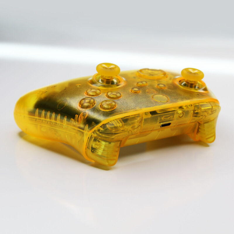 Back right angle of Clear Yellow Xbox Series Custom controller