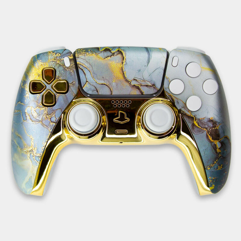 Top view of Gold Marble Killscreen PS5 Controller