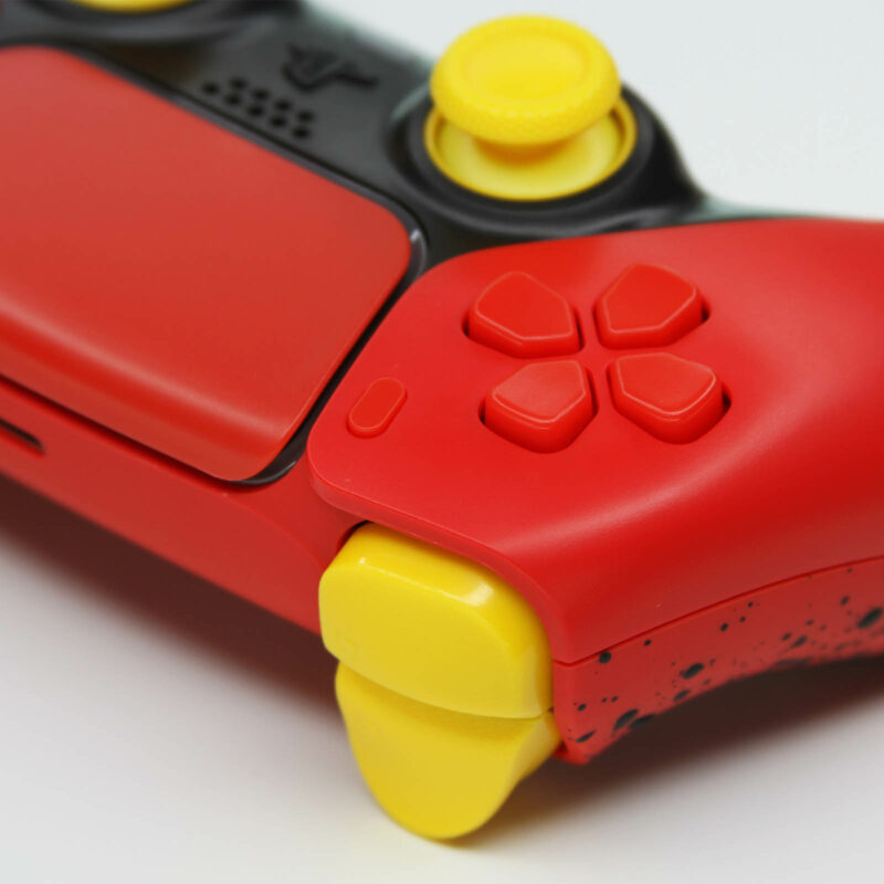 Close-up of back right Ken Red PS5 Controller