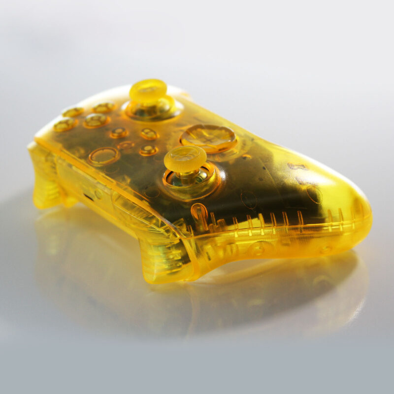 Back left angle of Clear Yellow Xbox Series custom controller