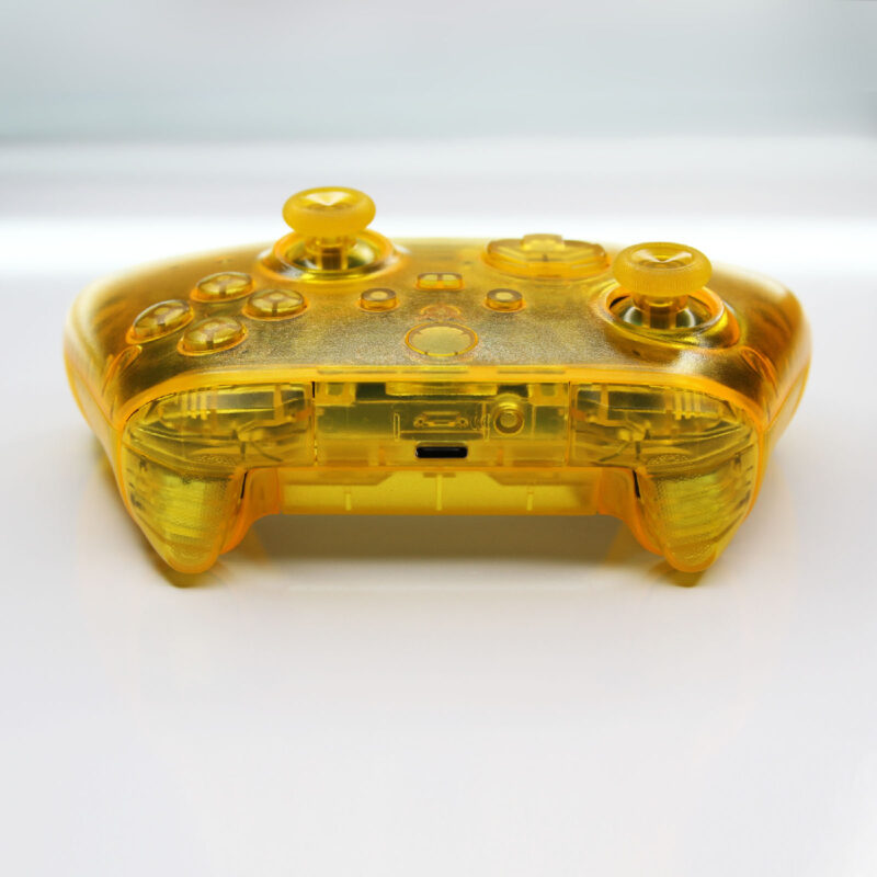 Back top view of Clear Yellow Xbox Series custom controller