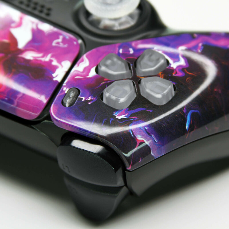 Left side close up of RGB LED PlayStation Controller "Purple Lava"