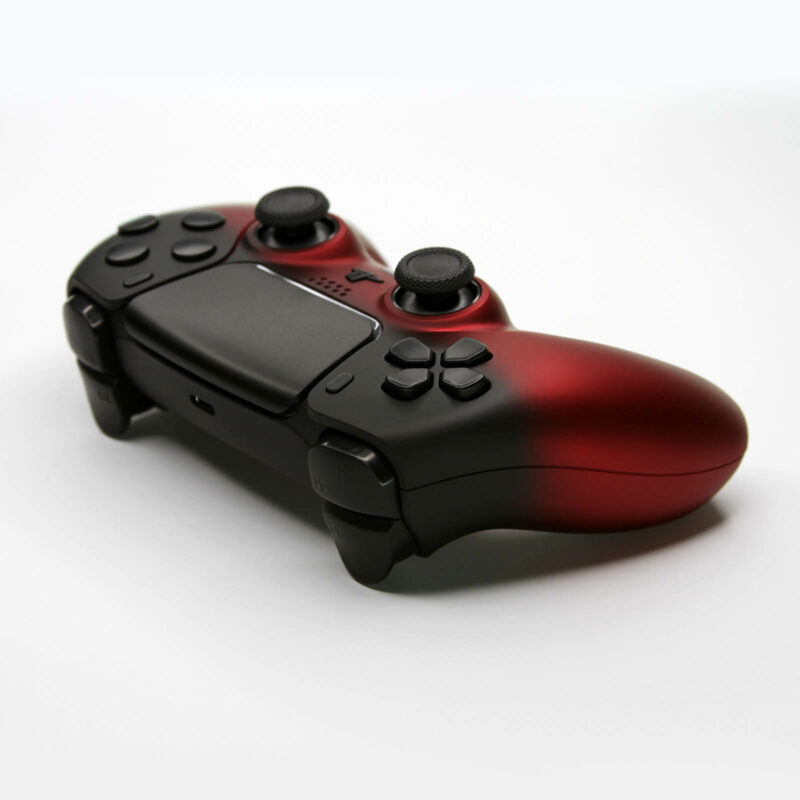 Back left of Vampire Red to Black Gradient PS5 Controller