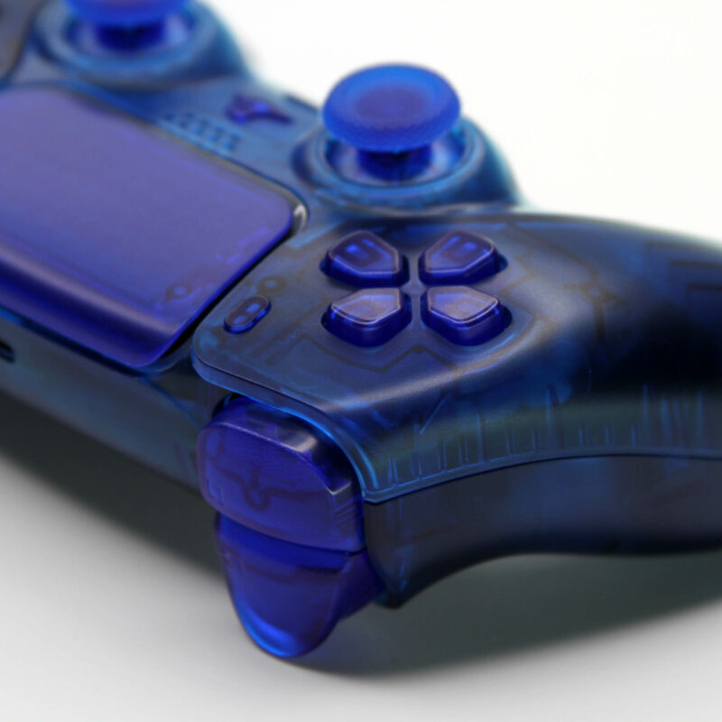 Close up of Clear blue PS5 Controller