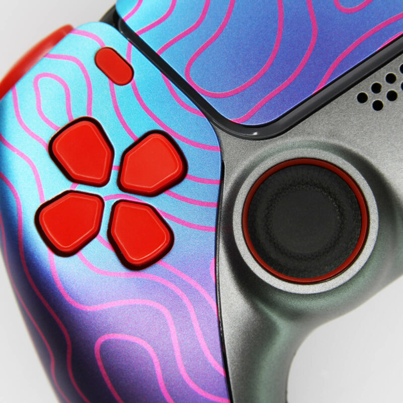 Close up of Energon Wavy Lines PS5 Controller by Killscreen