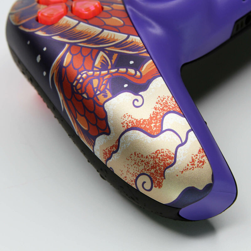Close up of left arm of Purple Dragon PS5 Controller