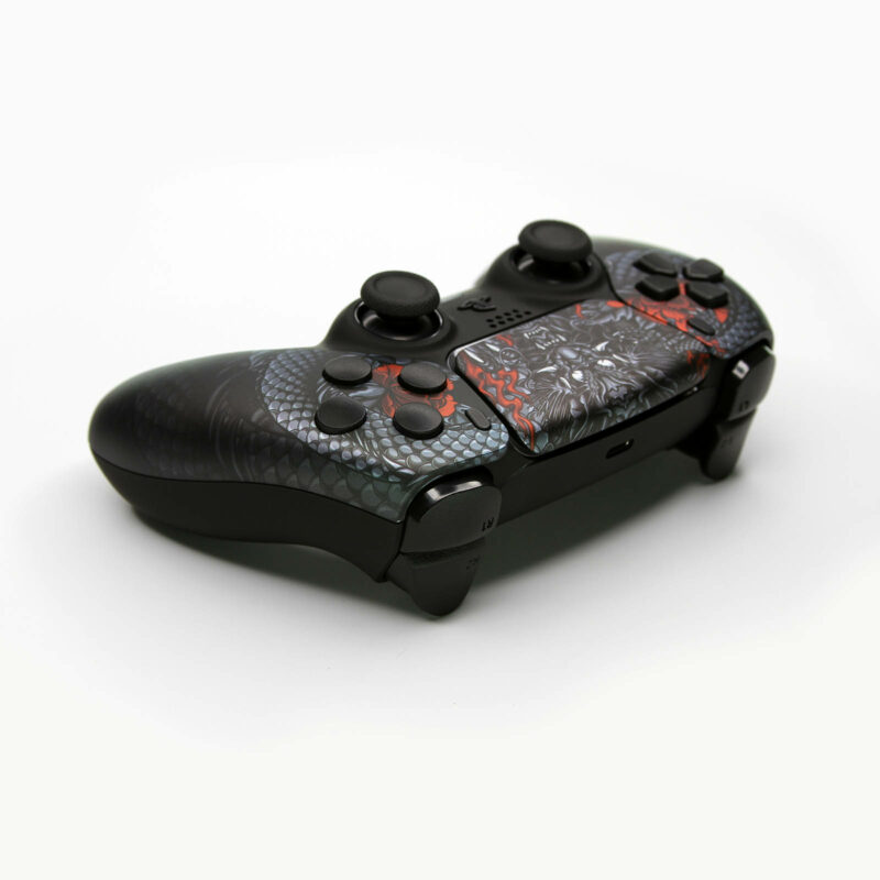 Back view of Red Lotus Dragon PS5 Controller by Killscreen
