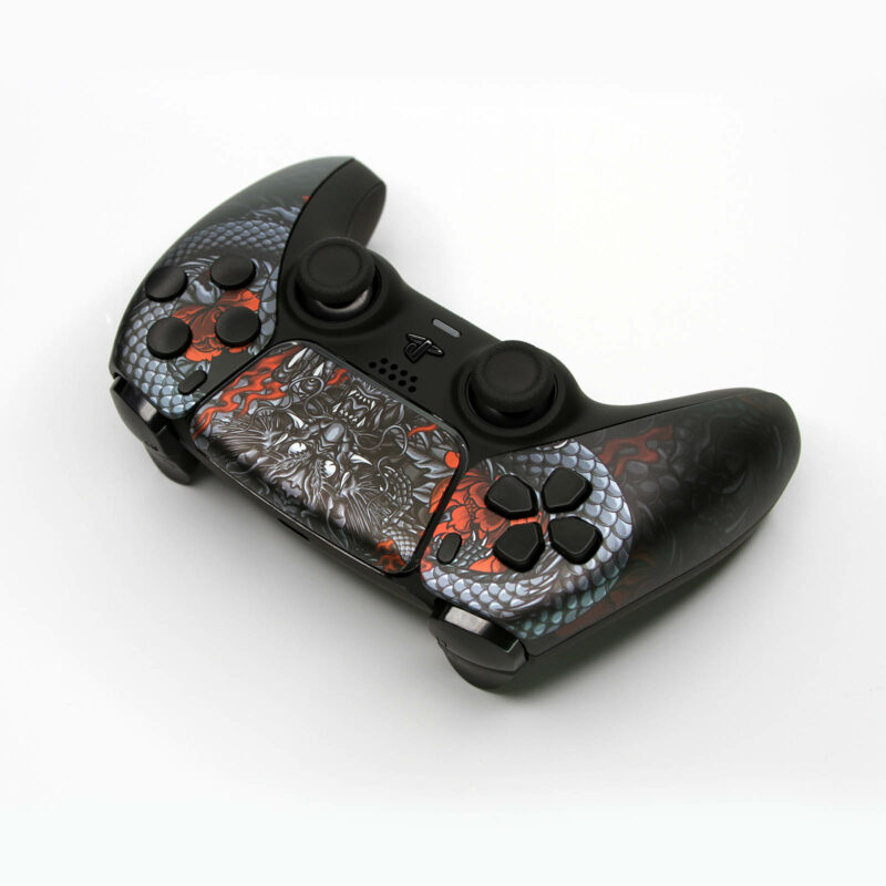 Back Top view of Red Lotus Dragon PS5 Controller by Killscreen
