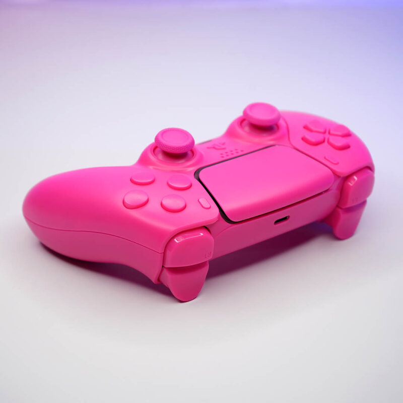 Action buttons view of Killscreen's "Soap" All Pink PS5 Controller