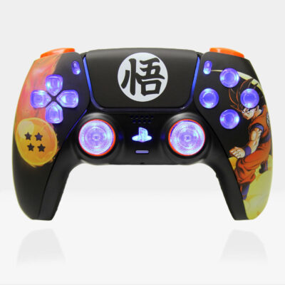 Goku Black RGB LED PS5 Controller showing Purple Lights