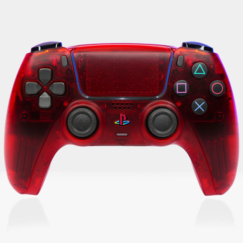 Clear Crimson Red PS5 Controller by Killscreen