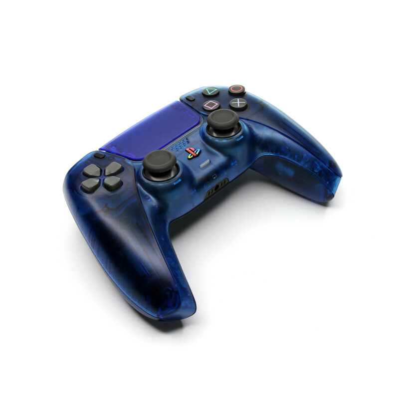 Front Angle of PS2 Ocean Blue Retro PS5 Controller
