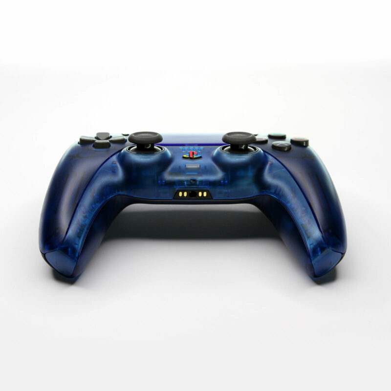 Front view of Front Angle of PS2 Ocean Blue Retro PS5 Controller