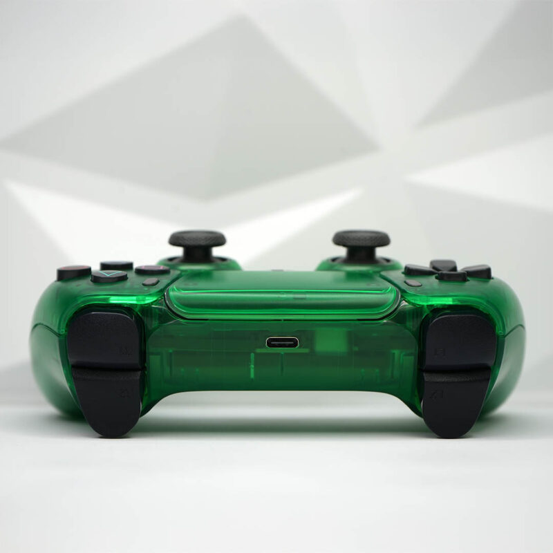 Rear View of Clear Green Retro PS5 Controller