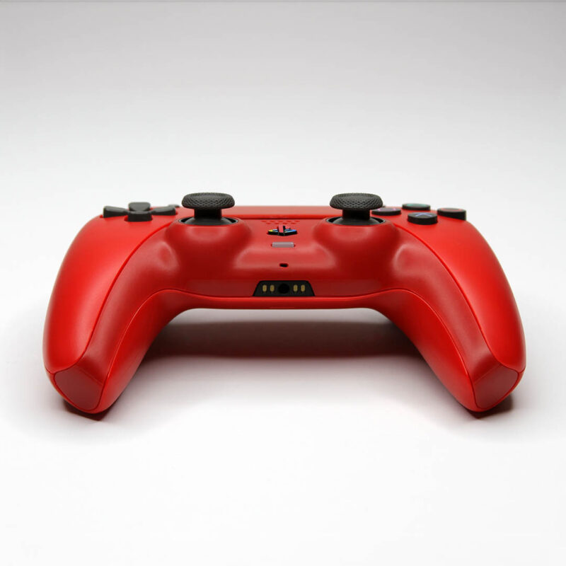Front of Cinnabar Red Retro PS5 Controller