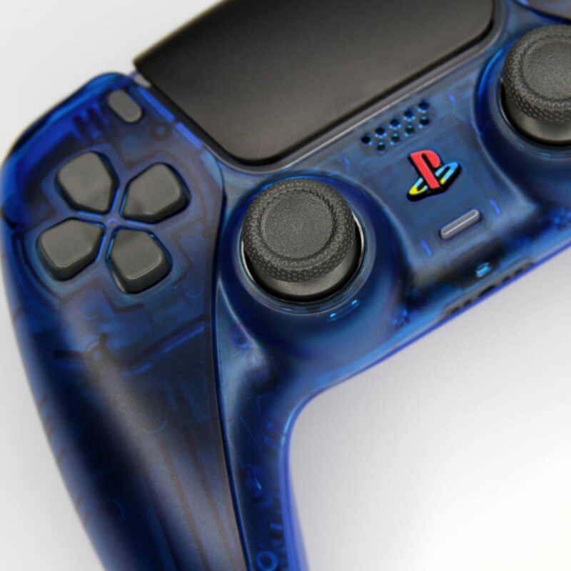 Close up of DS4 Blue Crystal PS5 Controller by Killscreen