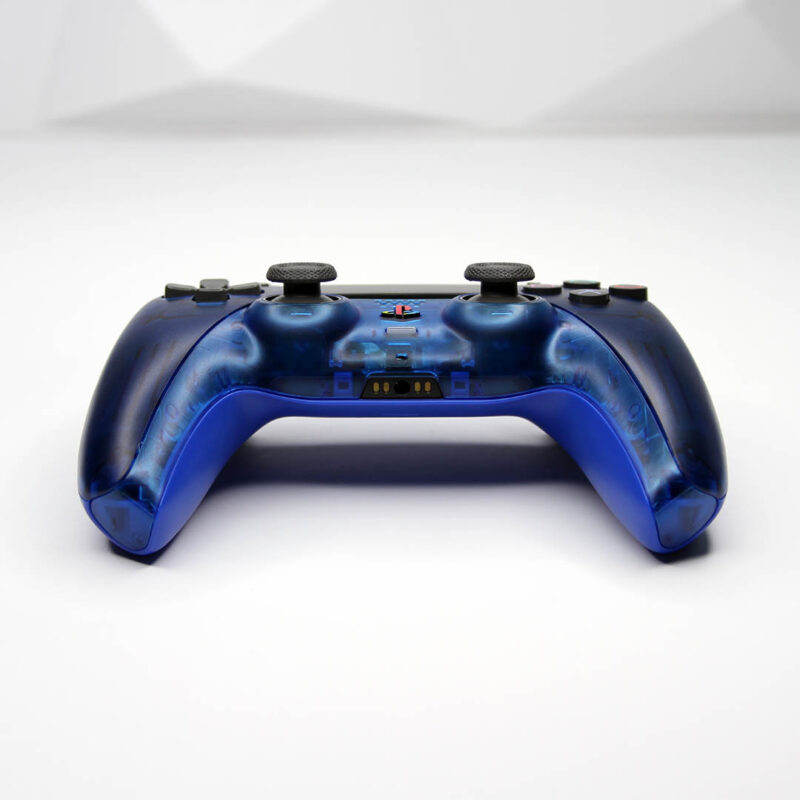 Front of DS4 Blue Crystal PS5 Controller by Killscreen