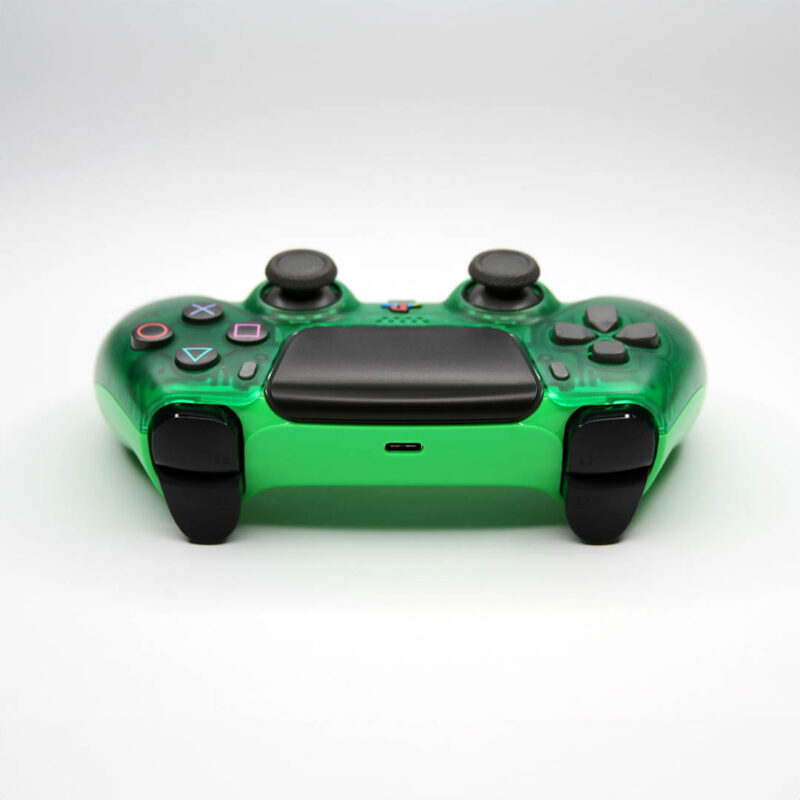 Rear of Green Crystal clear PS5 Controller by Killscreen