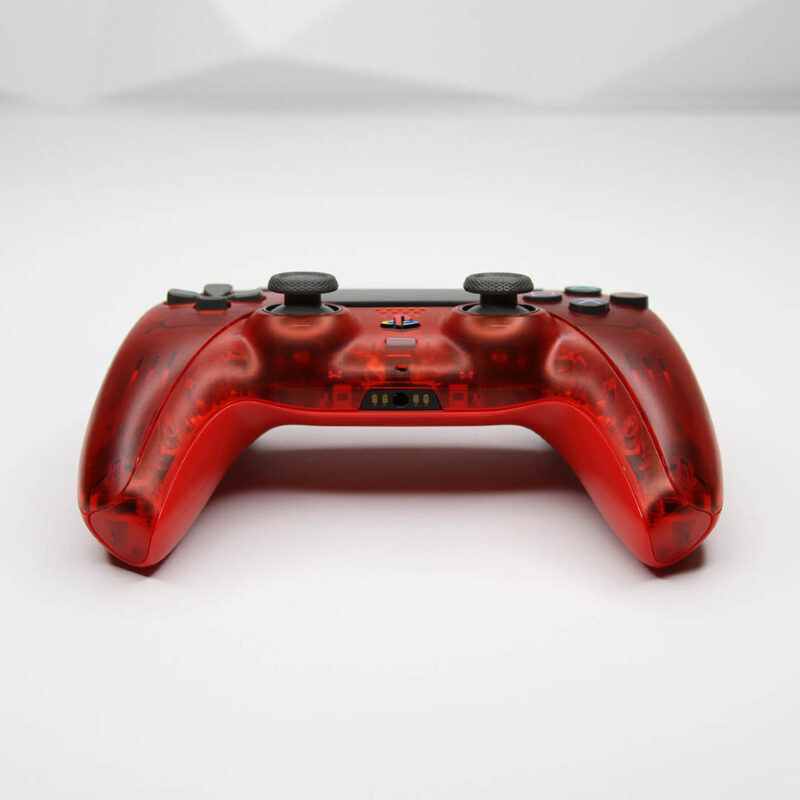 Front of Crystal Red PlayStation 5 DualSense Controller by Killscreen