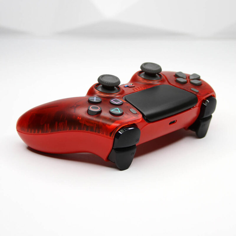 Shape buttons angle of DS4 Crystal Red PS5 Controller by Killscreen