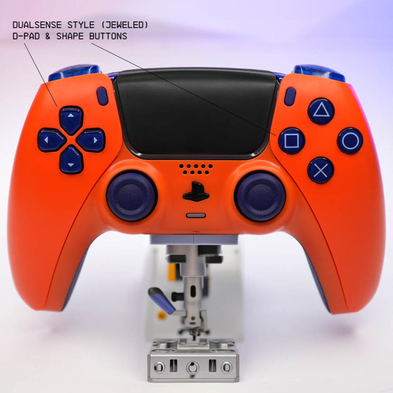 Sunset Orange with Jeweled DualSense D-Pad and Action Buttons