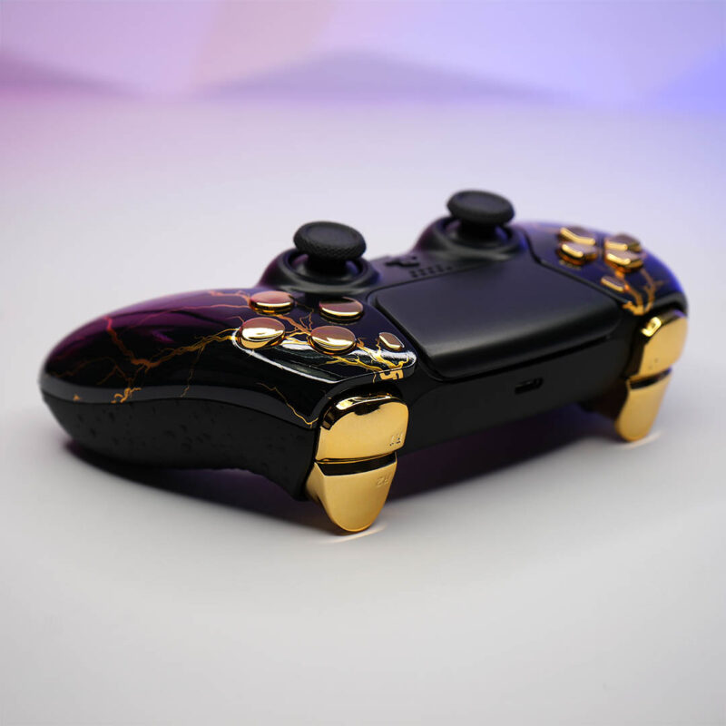 Rear view of Tempest Gold Lighting PS5 Controller by Killscreen