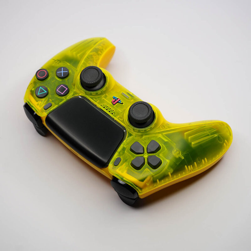 D-pad view of DS4 Lemon Yellow PlayStation 5 DualSense Controller by Killscreen