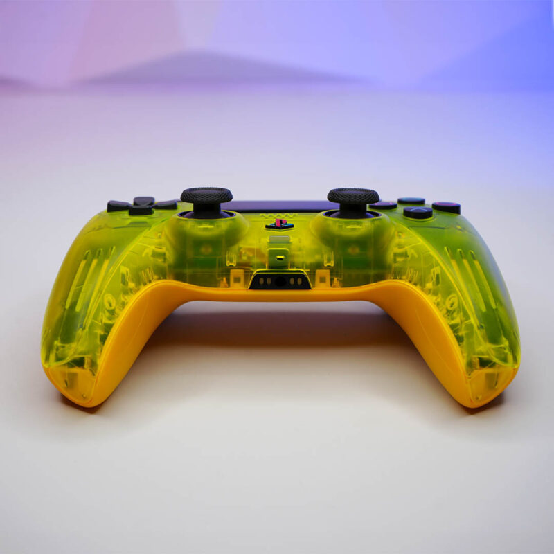 Front of DS4 Lemon Yellow PlayStation 5 DualSense Controller by Killscreen