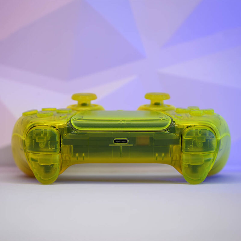 Rear view of triple lemon yellow PS5 Controller by Killscreen