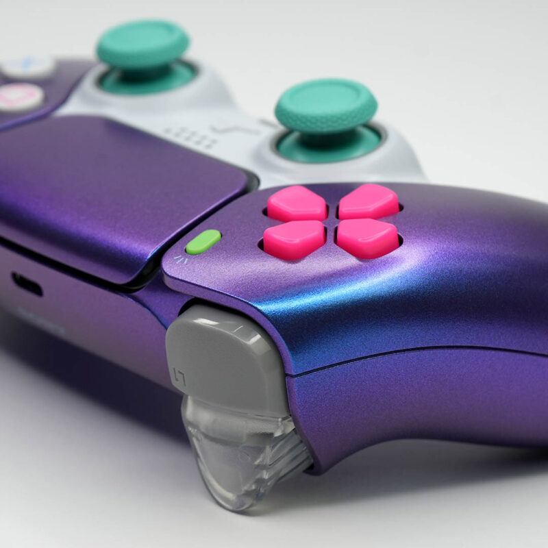 Close up of Aurora KX PS5 Controller