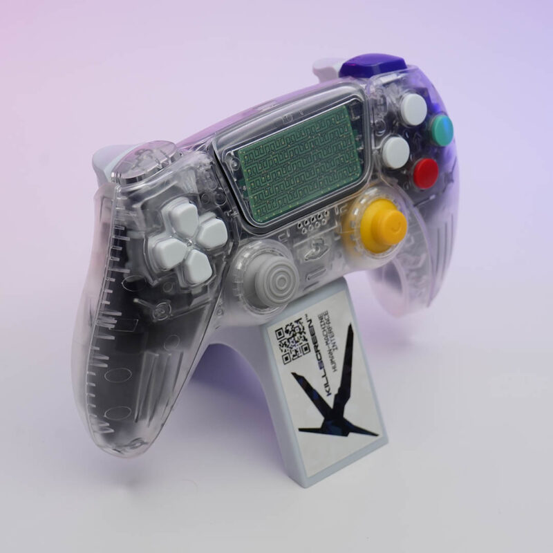 Skeleton CubeSense PlayStation 5 Controller on stand at an angle