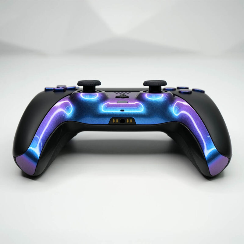 Front of Dark Matter Black Purple and Blue PS5 Controller