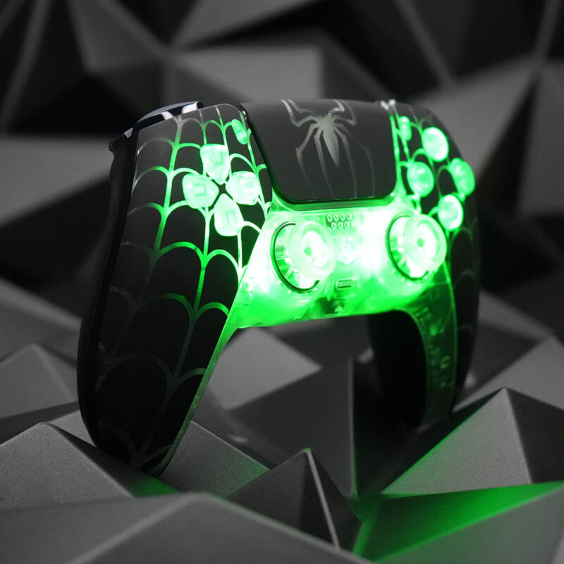 Green RGB LED Lights on Spiderman PS5 Controller