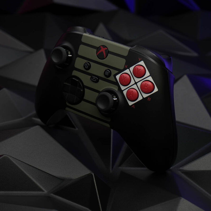 Side angle of NES Xbox Series X/S Controller on black background